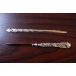 Good Quality Silver Paper Knife 48g total weight and a Silver plated fish decorated paper knife