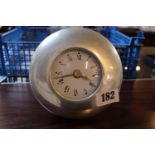 20thC Continental Silver Circular framed clock marked 800 with Roman Numeral dial