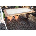 Marble topped Wrought iron based Trestle table