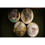 Collection of 4 Hand painted Ostrich Eggs