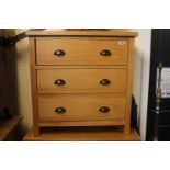 Modern Oak fronted Chest of 3 drawers