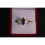 Good quality Ladies Tanzanite and Diamond set ring. 2.2ct Marquise set with Diamond set shoulders.