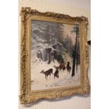 Large Gesso Framed Oil on canvas after J M Wood