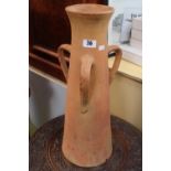 Large Terracotta three handled vase by Brownie & Co of Bridswater