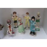 Collection of 5 Royal Worcester figurines and a Royal Doulton figurine Tess from the Kate