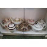 Collection of 19thC English Pottery Teapots inc. Derby, Worcester, Staffordshire etc