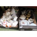 2 Boxes of assorted ceramics inc. Spode Buckingham pattern bowls