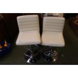 Pair of Cream Leather adjustable Bar stools