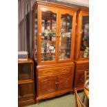 Glazed Chinese Hardwood cabinet with drawer and cupboard base