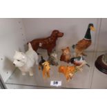 Collection of Beswick and other figurines inc. Dogs, Mallard etc