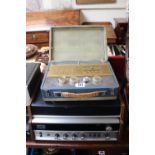 PYE of Cambridge portable Radio and a Hitachi 311 Solid State Record Player