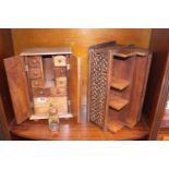 Hardwood Collectors Cabinet and a Letter Rack