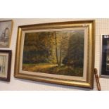 Large Gilt framed Oil on board by W F Burton