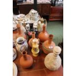 Collection of 19thC English & Continental Bottle Vases and Decanters inc. Terracotta, Porcelain etc