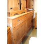 Large Pine Dresser base of 2 drawers with metal cup handles and Sliding cupboard base