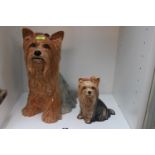 Large Fireside Yorkshire Terrier by Royal Doulton and a Sylvac model