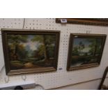 2 Framed Oil on board Woodland scenes by Gordan