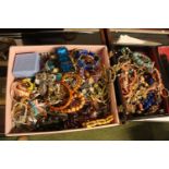 2 Boxes of assorted Costume jewellery inc. Bracelets, necklaces etc