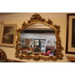 Large Gilt Gesso framed over mantel mirror with floral decoration