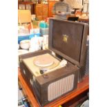 His Masters Voice Double Stylus portable record player