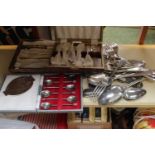 Collection of assorted Silver plated Flatware inc. Coffee Bean spoons