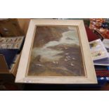 Framed Oil by Myrtle Shepherd 'Seagulls Near Looe East Cornwall Society of Artists dated 1977 and