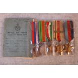 WWII Collection of Medals with ribbons inc. Defence Medal, War Medal & Stars and a Service release