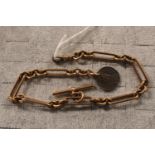 Gents 9ct Gold watch chain with 59g total weight with 19thC Coin