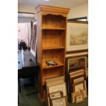 Pine Narrow bookcase of 4 shelves