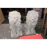 Pair of Large Terracotta Seated Lions