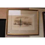 William Lionel Wyllie 1851 - 1931 'Showery Day Greenwich Reach' Signed Print