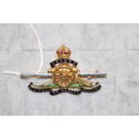 18ct Gold Military Royal Artillery Sweetheart Badge enamelled with rotating Wheel 8.6g total weight