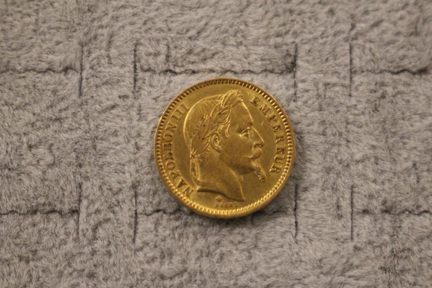 1864 Gold Napoleon III 20 Franc Coin 6.4g total weight - Image 2 of 2