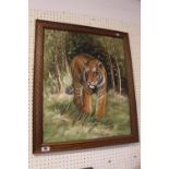 Framed Acrylic of a Tiger signed McDonald