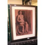 Framed Pastel of Nude unsigned