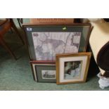 2 Framed Prints of Lincolnshire & Huntingdonshire and a collection of assorted Prints