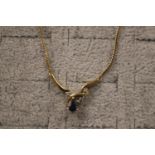 Ladies 9ct Gold Sapphire & Diamond set necklace 3.2g total weight