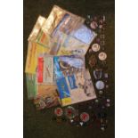 Collection of assorted Motorcycle related items inc,. Ephemera, Air Fix Model, Badges, Belt Buckles.