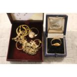 Collection of assorted 9ct and other Jewellery and a Yellow metal stone set brooch 13g total weight