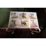 Hand Painted Spanish Tile Topped Side Table, Depicting Bull Fighting & Paso Doble Dancers