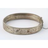 20thC Silver engraved Bangle 22g total weight
