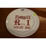 Edward VII R et I June 26th 1902 commemorative plate retailed by Barrett & Sons of Cambridge