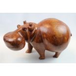Large Hardwood carved figure of a Hippo 22cm in Height