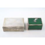 Early 20thC Silver machined Cigarette box and a Military Silver mounted cigarette box