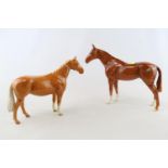 2 Beswick Horses Palomino & Chestnut Mares