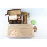 French Individual Combat Rations, Leather German First Aid kit, Canvas Cutlery set, Compact and a