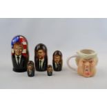 5pcs Russian Nesting Doll of Donald Trump & Predecessors Made in Russia. Trump on the first doll,