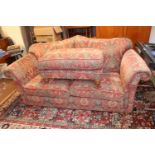 Duresta Red Cottage 2 seater Sofa with front casters and turned legs