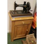Pine Bedside Cabinet and a Singer Sewing machine