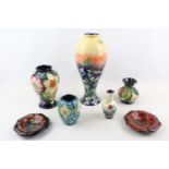 Collection of assorted Moorcroft & Tupton Pottery inc. Vases, Flambe Ashtrays etc